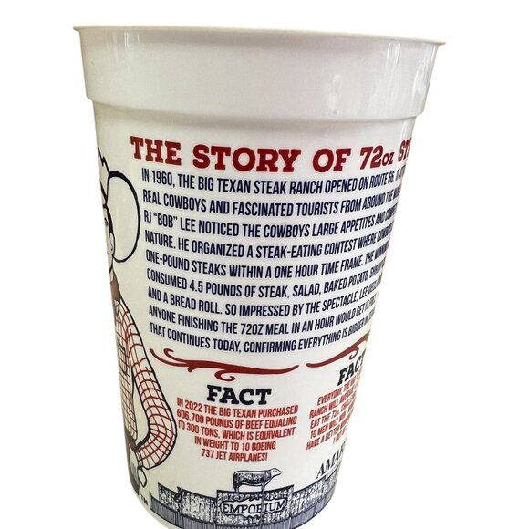 Th Big Texan Steak Ranch Souvenir Plastic 22oz Cup Route 66 Amarillo, Texas USA - Picture 4 of 7